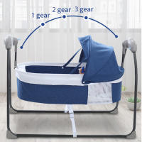 Cuna mecedora portátil para recién nacido, cuna automática, color rosa, azul y gris - details 11