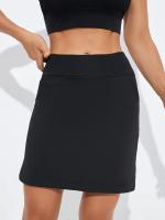 Falda corta deportiva negra de cintura alta para mujer con pantalones cortos y bolsillos incorporados, tanto bella como a la moda. - details 2