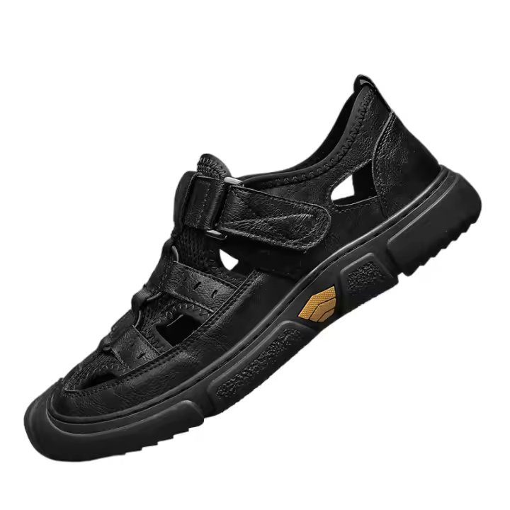 Sandalias de verano para hombre, zapatos cómodos de playa transpirables de cuero informales romanos para hombre, chanclas para exteriores, zapatillas - 1
