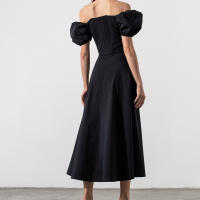 Vestido Largo Francés de Hombro Único para Mujer 2024 Mangas Abullonadas, Cordón, Delgado Casual con Ranura - details 9