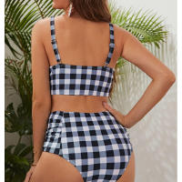 Nuevo traje de baño de dos piezas de maternidad traje de baño Sexy de cintura a cuadros para mujer - details 7