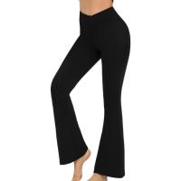 Pantalones acampanados cruzados elásticos para mujer, Leggings de Yoga, Control de barriga, cintura alta, pantalones largos de pierna ancha - details 5