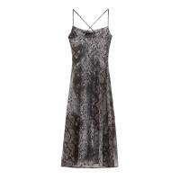 Falda larga plisada MIDI con tirantes estampado animal para mujer, primavera y verano, nuevos productos, vestido adelgazante - details 1