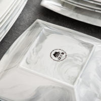 MALACASA-vajilla de porcelana gris Mármol, 30/60 piezas, con postre/sopa/plato de cena/taza/platillo, servicio para 12 - details 15