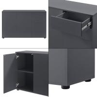 74 x 117 x 36 cm - con 2 Cajones y 3 Puertas - Organizador de Oficina - Aparador - Cajonera Multiusos - Mueble Auxiliar - Efecto Roble Oscuro - Negro - details 10