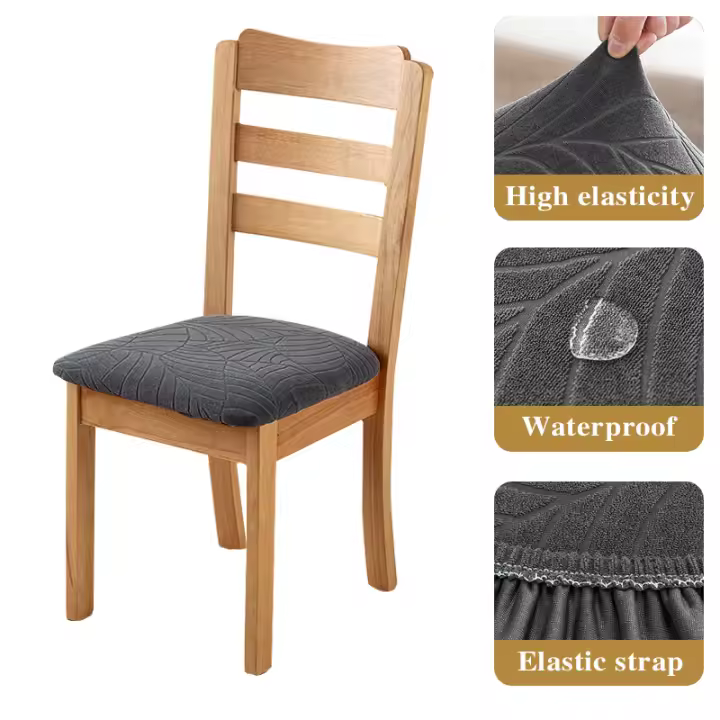 Funda de cojín elástica cuadrada jacquard impermeable para silla, utilizada para restaurantes y banquetes - 1