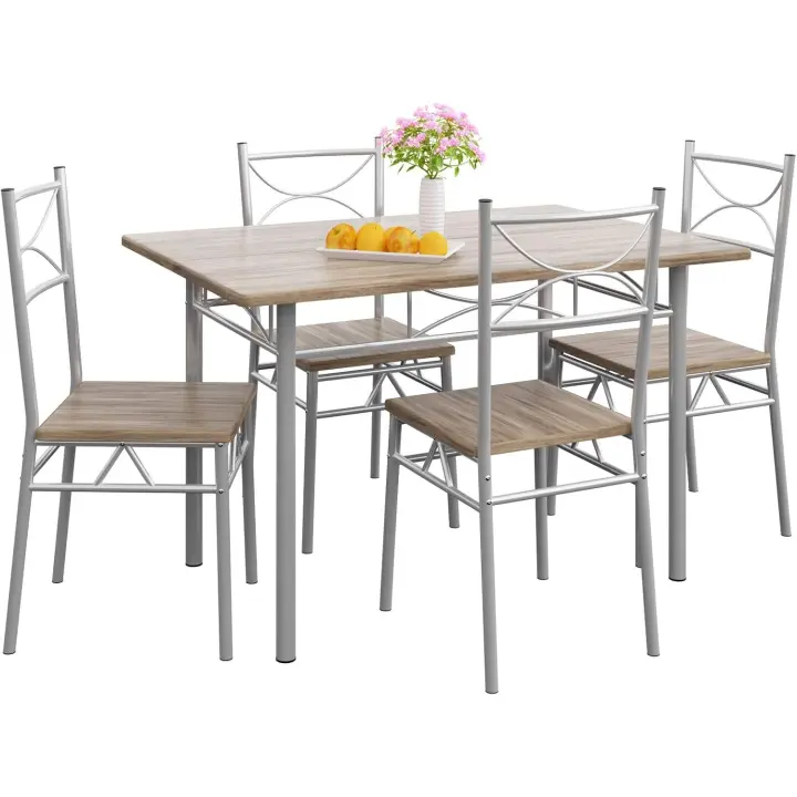 Conjunto de Comedor de 5 Piezas Mesa de Comedor y 4 Sillas MDF Hague Tamaño 110x70cm - 1