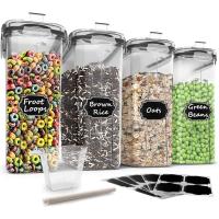 Contenedores de almacenamiento de alimentos, Wildone herméticos para cereales para azúcar, harina, refrigerios, suministros para hornear, a prueba de fugas con tapas de bloqueo negras – Juego de 4 - details 0