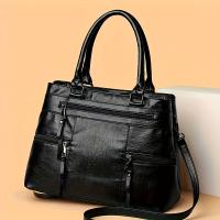 Elegante Bolso Cruzado para Mujer Alta Calidad, Múltiples Bolsillos, Correa Ajustable Cómoda, Cierre de Cremallera, Disponible en Café, Negro, Marrón Ligero, Khaki, Color Sólido, Bolso Casual - details 3