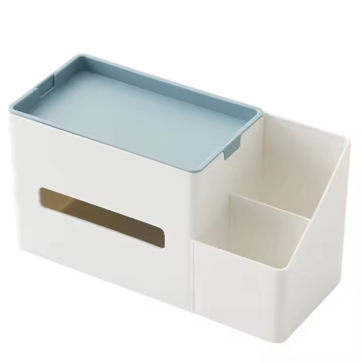Caja de almacenamiento de plástico con control remoto para el hogar, toallero de papel, mesa de té, clasificación de artículos diversos - 1