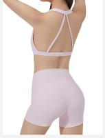 Sostén deportivo con almohadillas para el pecho, espalda hermosa, sujetador de tiras delgadas para pilates y fitnessbraConjunto de yoga con camiseta sin mangas y shorts que levantan los glúteos - details 12