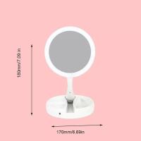 Espejo Led plegable con carga USB o batería, espejo de tocador blanco para maquillaje, cosmético con luz - details 7