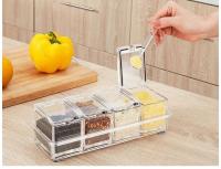 CA transparente, 4 recipientes de vidrio para condimentos con cucharas, pimienta ETA, especias, organizador de especias para camping - details 3