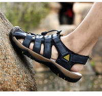 Sandalias de piel auténtica para hombre, zapatos informales para la playa, calzado deportivo antideslizante para exteriores, zapatos romanos de talla grande 38-48 - details 23