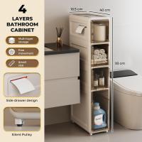 Mueble auxiliar de baño con ruedas y cajones. Gabinete de Almacenamiento Estrecho. Armario Lateral Impermeable para Toallas de Baño. Armario auxiliar de baño. Cajonera móvil. - details 7