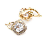 4 juegos de conectores cuadrados de latón y circonita de Color dorado de 18K para collares, cierres de pulsera, suministros de joyería Diy, accesorios - details 8