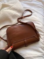 Bolso Cuadrado con Tapa de Vintage Inspirado Ligero, Cierre Magnético, Forro de Poliéster, Perfecto para Oficina, Universidad, Trabajo, Viajes, Salidas Bolso de Mano Duradero, Marrón - details 3