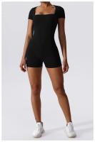 Mono de Yoga de Manga Corta para Mujer Ajustado Secado Rápido Entrenamiento de Danza Traje de Fitness Conjunto de Salto Alto Material Exterior de Nylon - details 17