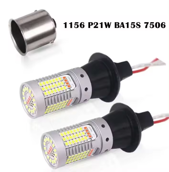 IJDM coche T20 LED blanco/rojo de doble Color Canbus W21W 7440 3156 1156 P21W bombillas led para luces de marcha atrás de respaldo de coche y lámpara antiniebla trasera - 1