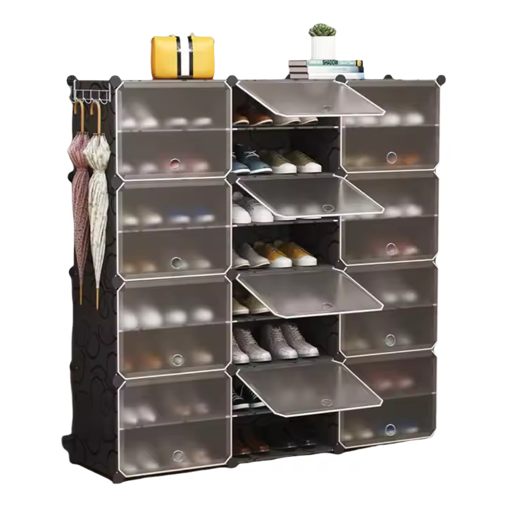 Estante de Bricolaje para Zapatos, Gabinete de Puerta Transparente de plástico, Ahorro de Espacio para Zapatos, Juguetes - 1
