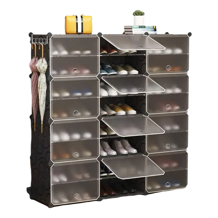 Estante de Bricolaje para Zapatos, Gabinete de Puerta Transparente de plástico, Ahorro de Espacio para Zapatos, Juguetes - 1
