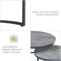 Redondas de mármol Gris Oscuro con Estructura de Metal Negro, Mesa Auxiliar Redonda para salón, - details 2