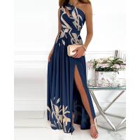 2025 Mujeres Alta Calidad Vestidos Mujeres Slant Hombre Hueco Temperamento Gradiente de Color Alta Split Vestidos Largos - details 7