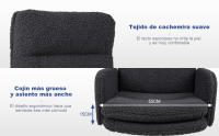 Silla Escritorio de Cachemira, Silla Oficina de Respaldo Alto, Cómoda Silla Tocador con Altura Ajustable, Sillas Ordenador para Hogar y Dormitorio, Crema, Gris Oscuro - details 7