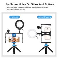 PULUZ 4 en 1 Vlogging Transmisión en vivo Smartphone Video Rig + Kits de luz LED para selfies con anillo de 4,7 pulgadas y 12 cm con micrófono + soporte para trípode + cabezal de trípode con zapata fría para iPhone, Galaxy, Huawei, Xiaomi, HTC, LG, Google - details 5