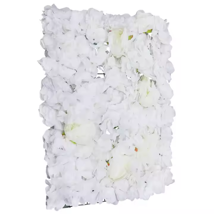 Paneles de flores artificiales para fiesta, Hortensia de rosas blancas, decoración de fondo de boda, 6 piezas, 40x60 Cm - 1