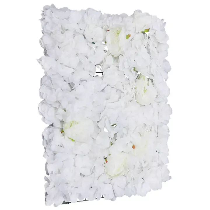 Paneles de flores artificiales para fiesta, Hortensia de rosas blancas, decoración de fondo de boda, 6 piezas, 40x60 Cm - 1