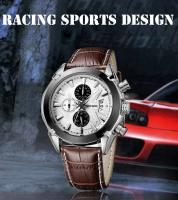 Reloj de Lujo para Hombres Automático, Correa de Cuero, Resistente al Agua, Luminoso, Calendario, Reloj de Cuarzo de Moda - details 0