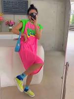 Vestido largo estampado sin mangas para mujer, jerséis de retales, ropa holgada de verano con cuello redondo, vestidos rectos de gran tamaño - details 2