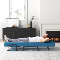 Sofá Cama Convertible Silla de Dormir Individual Tri-Fold con Respaldo Ajustable de 6 Posiciones, Cojín Desmontable y Asiento Tapizado Estructura Metálica Plegable (Azul) - details 1