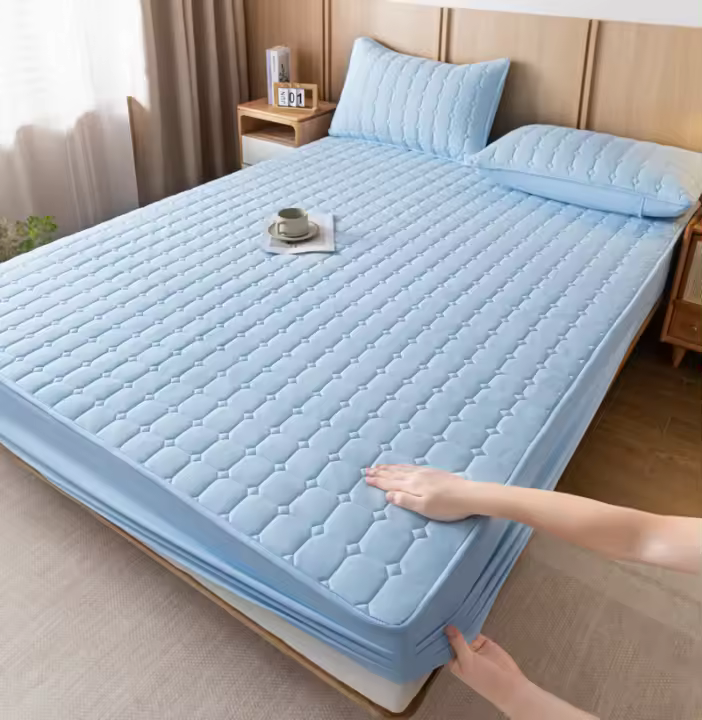 Sabana Bajera Ajustable de algodón triple, Juego de sábanas de 3 Piezas, 2 Fundas de Almohada de 50x75cm - 1