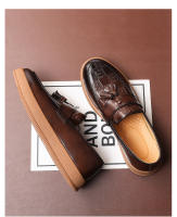 Zapatos casuales para hombres tendencia que aumenta los zapatos de cuero de cabeza redonda mocasines transpirables británicos - details 5