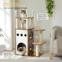 Árbol de madera para gatos, rascador para uso en interiores con poste rascador, accesorios para gatos y condominio - details 2