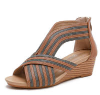 Sandalia cuña 2025 verano moda mujer Boca de pescado sandalias romanas mujeres - details 3