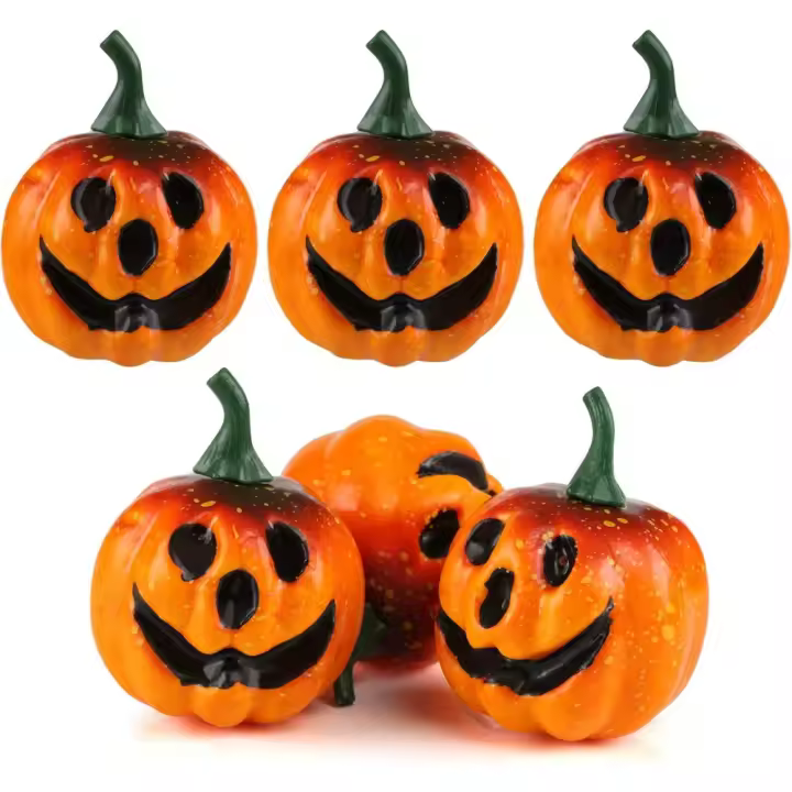Mini Calabaza Artificial Verosimiliante Calabaza de Espuma Adornos para Halloween, 6 Calabazas, 5.5CM - 1