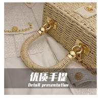Bolso tejido de paja portátil informal a la moda, bolso Premium, estuche de cosméticos francés para mujer, bolso cruzado, bolso de hombro pequeño - details 4