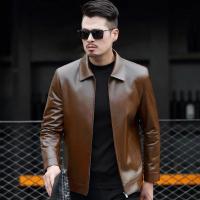 Chaqueta Bomber de Cuero Falsio Delgada Abrigo Veterano con Cremallera y Bolsillos para Hombres - details 1