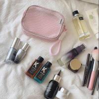 Bolsa de cosméticos de malla de Color sólido, bolsa de almacenamiento de gran capacidad, bolsa de maquillaje transparente, estuche organizador, bolsa de aseo, bolsa de maquillaje con almohada - details 9