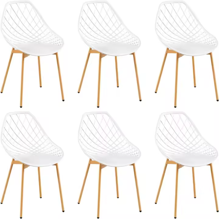 Sillas de salón Pack 6, estilo escandinavo con patas de metal, silla de cocina y salón, fácil de instalar, color blanco - 1