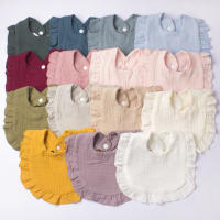 Babero de gasa para niños y niñas, algodón puro, color caramelo, cómodo babero para Saliva, toalla de Saliva de encaje de color sólido para bebé, productos para bebé - details 6