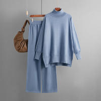BGTEEVER-suéteres cálidos de manga larga para mujer, jersey de cuello alto y pantalones de pierna ancha de punto, trajes elegantes e informales, 2 piezas - details 25