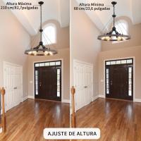 Candelabros de rueda de vagón para sala de estar, 6 luces rústicas industriales para exteriores, lámpara colgante negra para comedor, cocina, pasillo, dormitorio, ajuste de altura - details 2