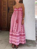 Vestido wy sin mangas de verano para mujer, vestidos de fiesta bohemios con estampado geométrico de ganchillo y borlas A-e para vacaciones, ropa de calle de playa - details 0