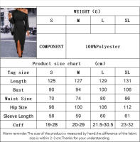 Vestido de manga larga con hombros abiertos y cintura inclinada para mujeres - details 0