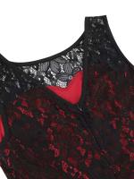Vestido de Encaje con Cuello Redondo Retro de Ouwu Sin Mangas, Cinturón Enchufable, Estilo Vintage para Mujeres Perfecto para Fiesta de Halloween o Cumpleaños - details 7