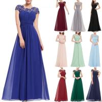 Traje de verano nuevo vestido de noche de graduación de dama de honor plisado de gasa para mujer dulce largo del mismo estilo - details 0